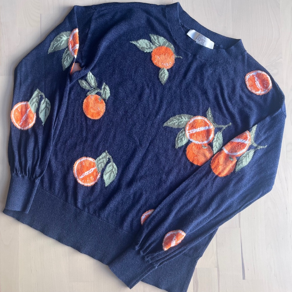 Loft sweater with oranges